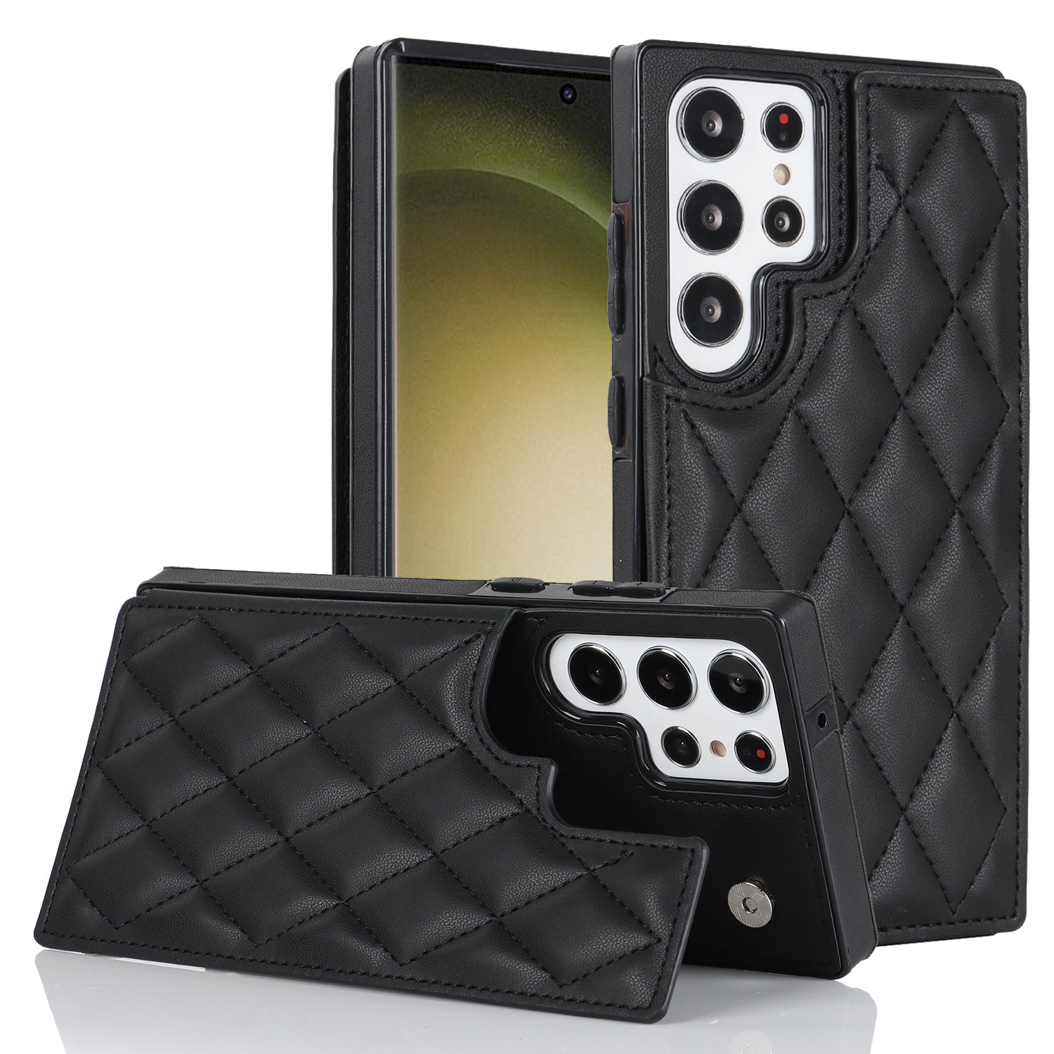 PU Leather TPU Mobile Case for Samsung Galaxy S23 Ultra Magnetic Button Kickstand Card Holder Phone Cover PU Leather TPU Mobile Case for Samsung Galaxy S23 Ultra Magnetic Button Kickstand Card Holder Phone Cover